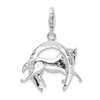 Amore La Vita Sterling Silver Rhodium-plated Polished 3-D Horse in Horseshoe Charm with Fancy Lobster Clasp view 3