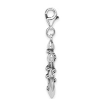 Amore La Vita Sterling Silver Rhodium-plated Polished 3-D Antiqued Anchor and Rope Charm with Fancy Lobster Clasp view 2