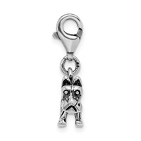 Amore La Vita Sterling Silver Rhodium-plated Polished 3-D Antiqued Scottie Dog Charm with Fancy Lobster Clasp view 2
