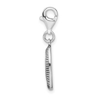 Amore La Vita Sterling Silver Rhodium-plated Polished Antiqued Believe Charm with Fancy Lobster Clasp view 2