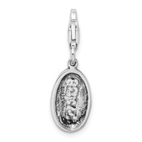 Amore La Vita Sterling Silver Rhodium-plated Polished Antiqued Believe Charm with Fancy Lobster Clasp view 3