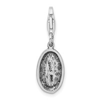 Amore La Vita Sterling Silver Rhodium-plated Polished Antiqued Sister Charm with Fancy Lobster Clasp view 3