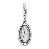 Amore La Vita Sterling Silver Rhodium-plated Polished Antiqued Survivor Charm with Fancy Lobster Clasp view 3