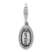Amore La Vita Sterling Silver Rhodium-plated Polished Antiqued Survivor Charm with Fancy Lobster Clasp view 1