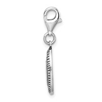 Amore La Vita Sterling Silver Rhodium-plated Polished Antiqued Strength Charm with Fancy Lobster Clasp view 2