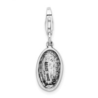 Amore La Vita Sterling Silver Rhodium-plated Polished Antiqued Strength Charm with Fancy Lobster Clasp view 3