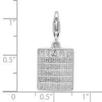 Amore La Vita Sterling Silver Rhodium-plated Polished Bingo Card Charm with Fancy Lobster Clasp view 4