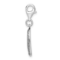 Amore La Vita Sterling Silver Rhodium-plated Polished Antiqued Mom Charm with Fancy Lobster Clasp view 2