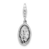 Amore La Vita Sterling Silver Rhodium-plated Polished Antiqued Mom Charm with Fancy Lobster Clasp view 3