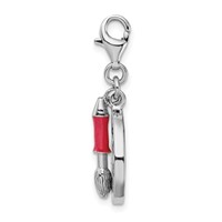 Amore La Vita Sterling Silver Rhodium-plated Polished 3-D CZ Enameled Artist Palette Charm with Fancy Lobster Clasp view 2