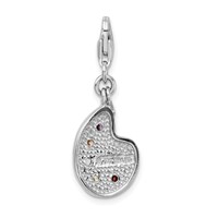 Amore La Vita Sterling Silver Rhodium-plated Polished 3-D CZ Enameled Artist Palette Charm with Fancy Lobster Clasp view 3