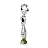 Amore La Vita Sterling Silver Rhodium-plated Polished 3-D Enameled Hummingbird Charm with Fancy Lobster Clasp view 2