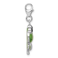 Amore La Vita Sterling Silver Rhodium-plated Polished Enameled Frog Charm with Fancy Lobster Clasp view 2