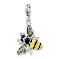 Amore La Vita Sterling Silver Rhodium-plated Polished Enameled 3-D Bubble Bee Charm with Fancy Lobster Clasp view 5