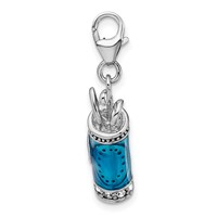 Amore La Vita Sterling Silver Rhodium-plated Polished 3-D Enameled Golf Bag and Clubs Charm with Fancy Lobster Clasp view 2