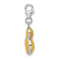 Amore La Vita Sterling Silver Rhodium-plated Polished Enameled 3-D Duck Charm with Fancy Lobster Clasp view 2