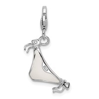 Amore La Vita Sterling Silver Rhodium-plated Polished 3-D Enameled Bikini Bottom Charm with Fancy Lobster Clasp view 3