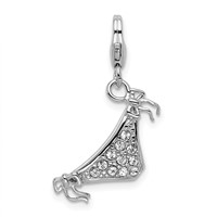 Amore La Vita Sterling Silver Rhodium-plated Polished 3-D Enameled Bikini Bottom Charm with Fancy Lobster Clasp view 1