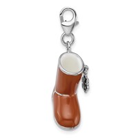 Amore La Vita Sterling Silver Rhodium-plated Polished 3-D Enameled Snow Boot Charm with Fancy Lobster Clasp view 2