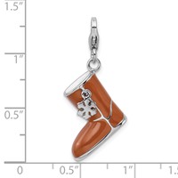 Amore La Vita Sterling Silver Rhodium-plated Polished 3-D Enameled Snow Boot Charm with Fancy Lobster Clasp view 5