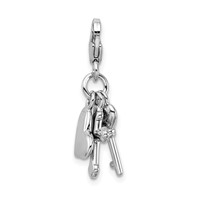 Amore La Vita Sterling Silver Rhodium-plated Polished Heart Cross and Key with Crystal From Swarovski Charm with Fancy Lobster Clasp view 3