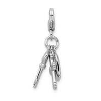 Amore La Vita Sterling Silver Rhodium-plated Polished Heart Cross and Key with Crystal From Swarovski Charm with Fancy Lobster Clasp view 1