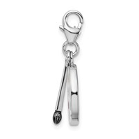 Amore La Vita Sterling Silver Rhodium-plated Polished Enameled 3-D Palette and Brush Charm with Fancy Lobster Clasp view 2