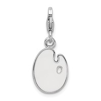 Amore La Vita Sterling Silver Rhodium-plated Polished Enameled 3-D Palette and Brush Charm with Fancy Lobster Clasp view 3