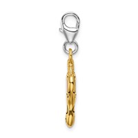 Amore La Vita Sterling Silver Rhodium-plated and Gold-plated Polished Enameled 3-D Heart Mirror Charm with Fancy Lobster Clasp view 2