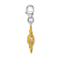 Amore La Vita Sterling Silver Rhodium-plated Polished 3-D Enameled Sunshine Charm with Fancy Lobster Clasp view 2