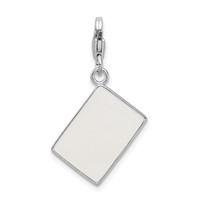 Amore La Vita Sterling Silver Rhodium-plated Polished 3-D Enameled Swarovski Crystal Ace Charm with Fancy Lobster Clasp view 3