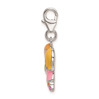 Amore La Vita Sterling Silver Rhodium-plated Polished Enameled Kissing Couple Charm with Fancy Lobster Clasp view 2
