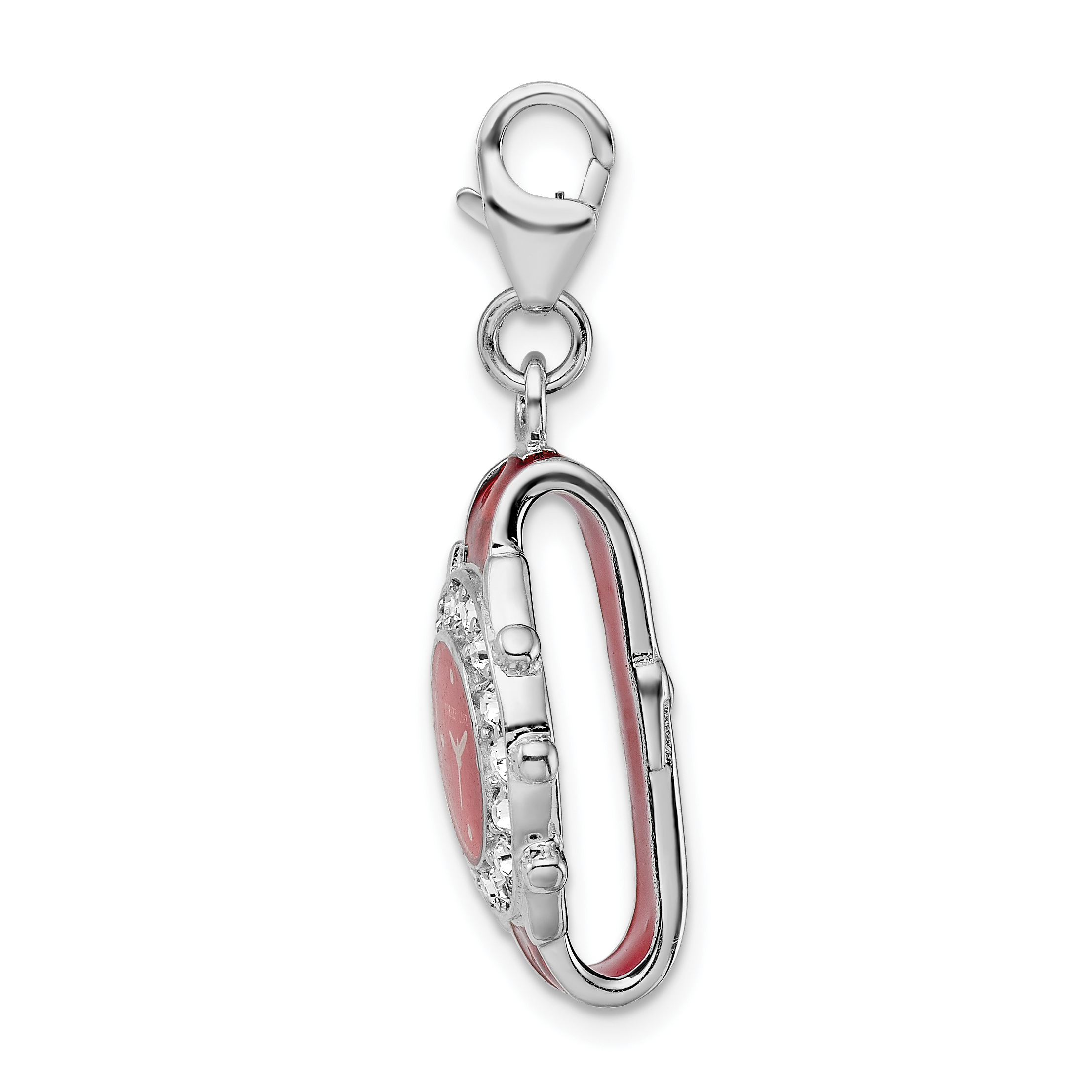 Amore La Vita Silver Polished 3-D Red Enameled Watch Charm with Fancy Lobster C - Picture 2 of 5