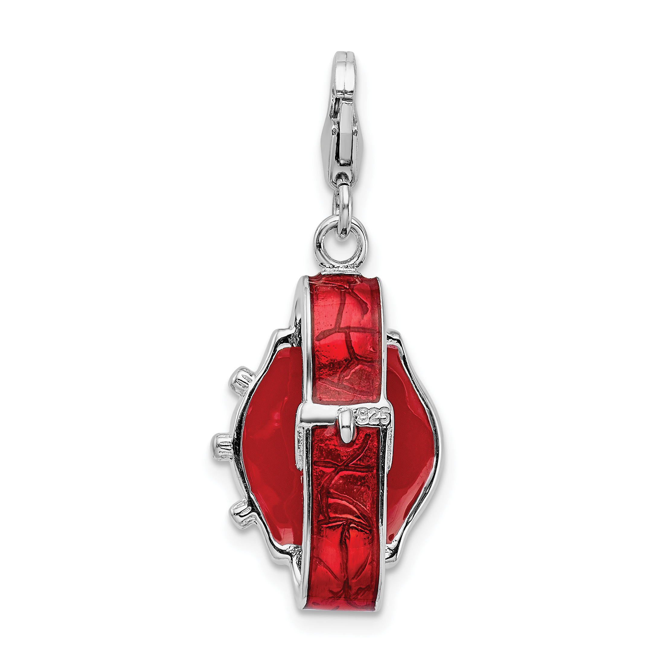 Amore La Vita Silver Polished 3-D Red Enameled Watch Charm with Fancy Lobster C - Picture 3 of 5
