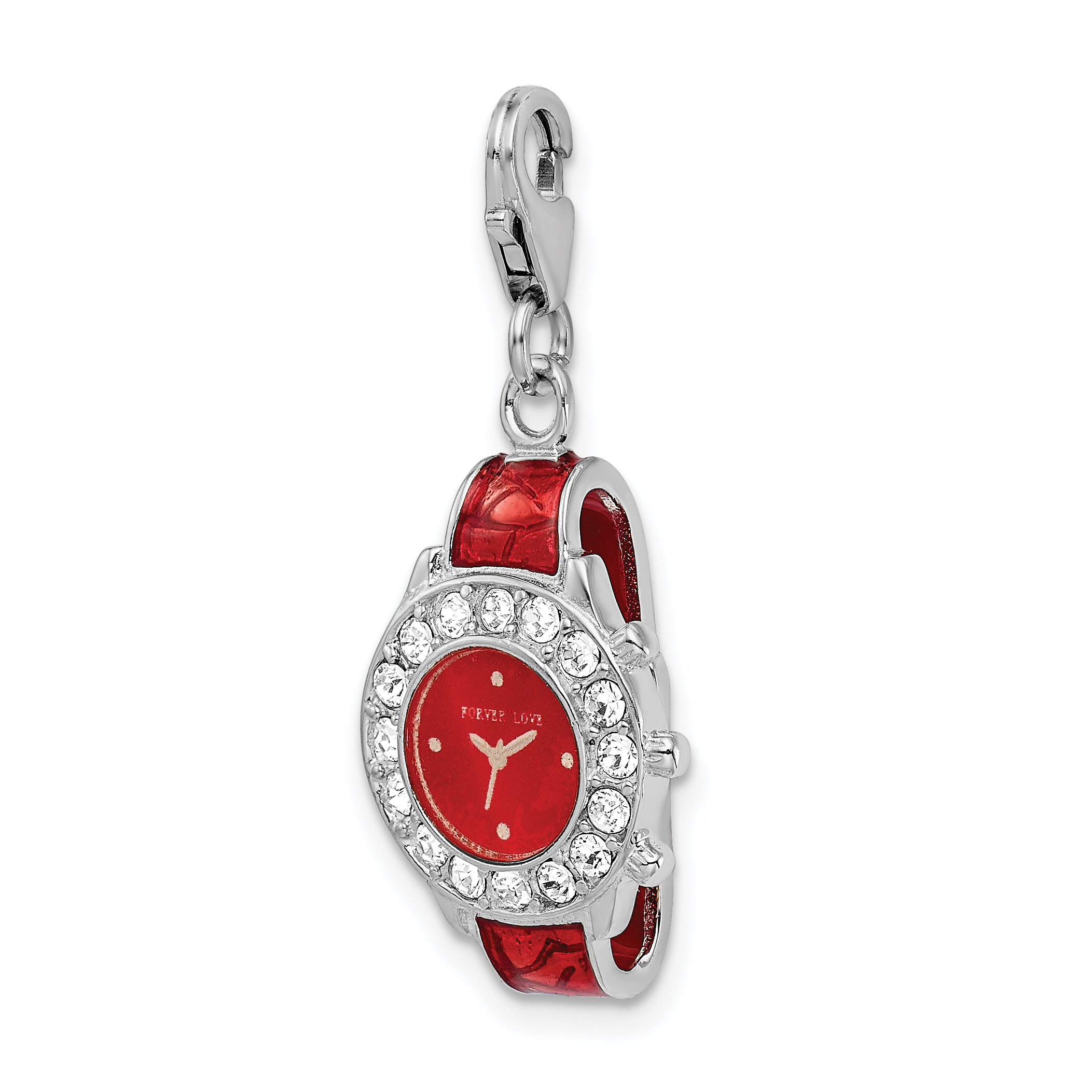 Amore La Vita Silver Polished 3-D Red Enameled Watch Charm with Fancy Lobster C - Picture 4 of 5