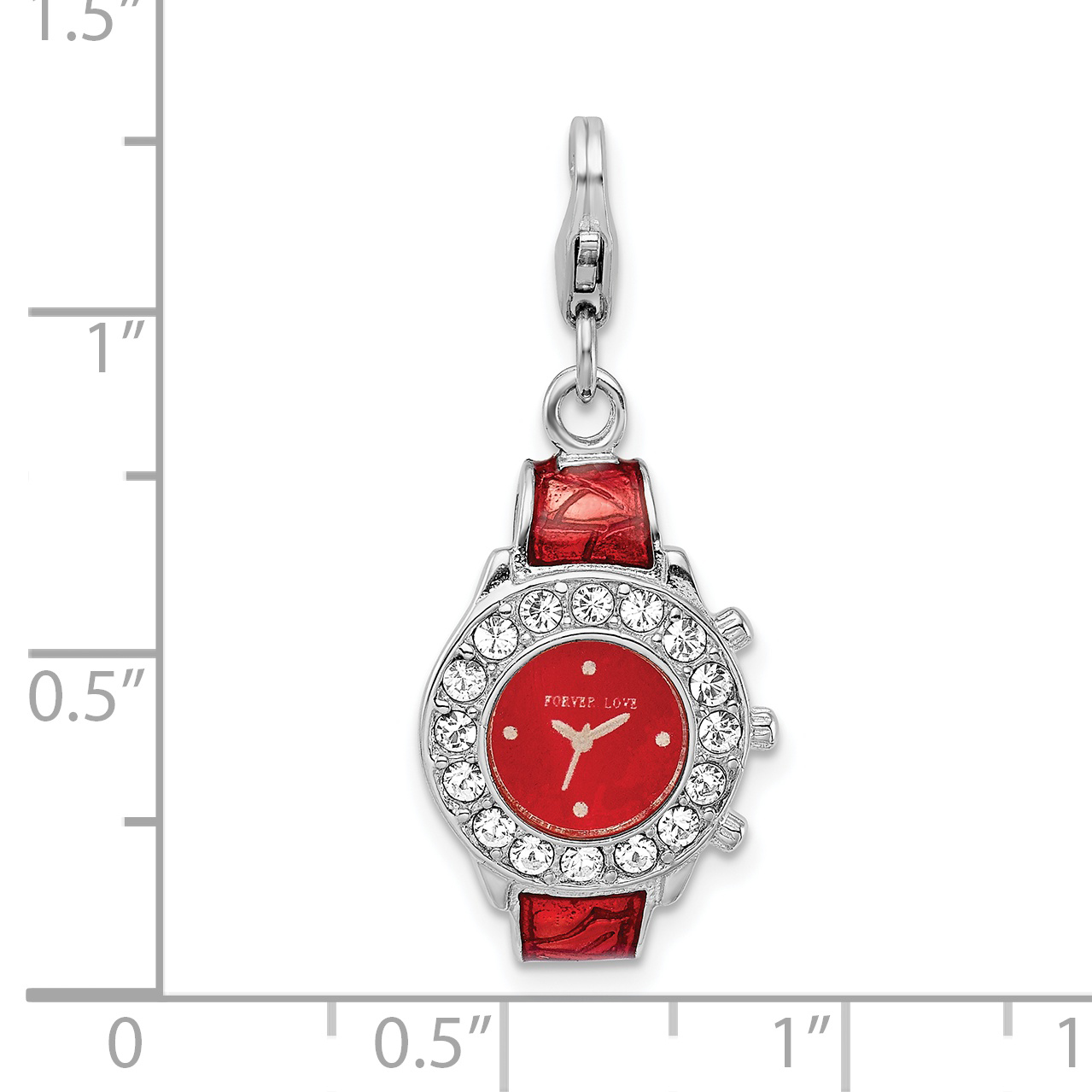 Amore La Vita Silver Polished 3-D Red Enameled Watch Charm with Fancy Lobster C - Picture 5 of 5