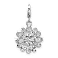 Amore La Vita Sterling Silver Rhodium-plated Polished Enameled Flower Charm with Fancy Lobster Clasp view 3