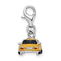 Amore La Vita Sterling Silver Rhodium-plated Polished 3-D Enameled Taxi Cab Charm with Fancy Lobster Clasp view 2