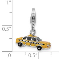 Amore La Vita Sterling Silver Rhodium-plated Polished 3-D Enameled Taxi Cab Charm with Fancy Lobster Clasp view 5