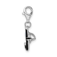 Amore La Vita Sterling Silver Rhodium-plated Polished 3-D Enameled Snorkel Charm with Fancy Lobster Clasp view 2