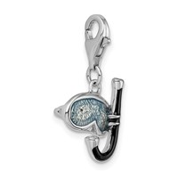 Amore La Vita Sterling Silver Rhodium-plated Polished 3-D Enameled Snorkel Charm with Fancy Lobster Clasp view 4