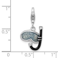 Amore La Vita Sterling Silver Rhodium-plated Polished 3-D Enameled Snorkel Charm with Fancy Lobster Clasp view 5