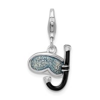 Amore La Vita Sterling Silver Rhodium-plated Polished 3-D Enameled Snorkel Charm with Fancy Lobster Clasp view 1