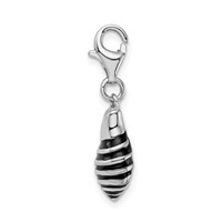 Amore La Vita Sterling Silver Rhodium-plated Polished 3-D Enameled Shell Charm with Fancy Lobster Clasp view 2