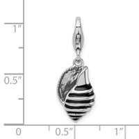 Amore La Vita Sterling Silver Rhodium-plated Polished 3-D Enameled Shell Charm with Fancy Lobster Clasp view 4