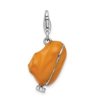 Amore La Vita Sterling Silver Rhodium-plated Polished 3-D Enameled Submarine Charm with Fancy Lobster Clasp view 3
