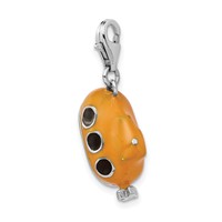 Amore La Vita Sterling Silver Rhodium-plated Polished 3-D Enameled Submarine Charm with Fancy Lobster Clasp view 4