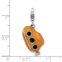 Amore La Vita Sterling Silver Rhodium-plated Polished 3-D Enameled Submarine Charm with Fancy Lobster Clasp view 5