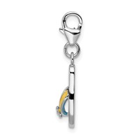Amore La Vita Sterling Silver Rhodium-plated Polished 3-D Enameled Flower Flip Flop Charm with Fancy Lobster Clasp view 2