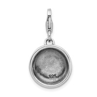 Amore La Vita Sterling Silver Rhodium-plated Polished 3-D Dog Bowl and Bone Charm with Fancy Lobster Clasp view 3